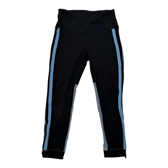 Lululemon Zip The Line Crop 23” Black / Utility Blue - Picture 5 of 10